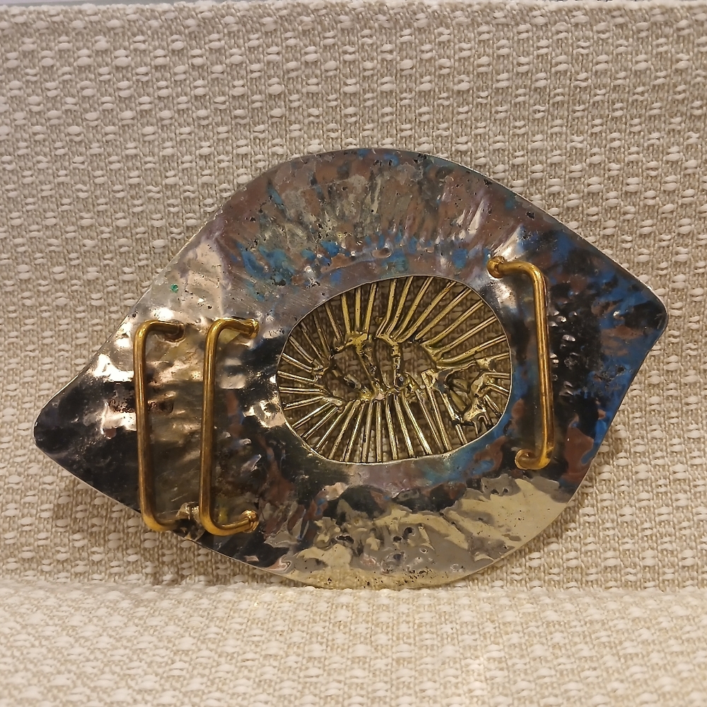 Vintage Brutalist Silver Tone Belt Buckle - Picture 2 of 4